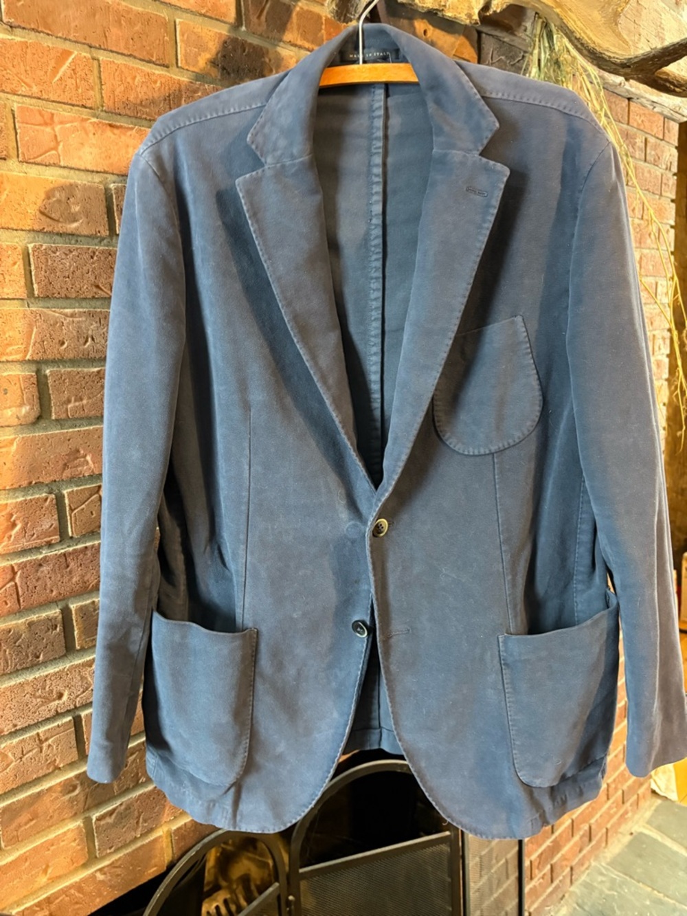 Men's LBM911 Blue Moleskin Cotton Blazer Jacket large fit 42R New 3 season SALE